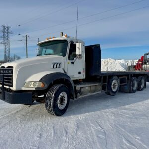 2009 Mack Granite Tri Axle Flat Bed Truck *Mounted Forklift*